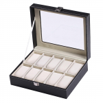 Kella hoiukarp 10 pesaga vitriin Elegantse kontrastiga ehtsast klaasist raamiga klaaskaanega must