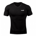 Muscleguys Men's Print Top spordir&otilde;ivad Noorte n&auml;gus L&uuml;hikeste varrukatega vabaaja V-kaelusega T-s&auml;rk Suvine meeste Hingav ja nahas&otilde;bralik M must