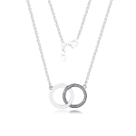 Autentne 925 sterlingh&otilde;bedast kaelakee selge CZ Circles ripatsid kaelakeed naistele pulmapeened ehted Accesorios Mujer white