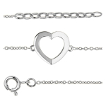 Altesse [R5732] - K&auml;sitsi valmistatud h&otilde;bedast k&auml;ev&otilde;ru 'Love' h&otilde;be (roodiumiga kaetud) - 12x11 mm h&otilde;be