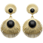 Les Tr&eacute;sors De Lily [R5780] - kullatud k&otilde;rvar&otilde;ngad  Cl&eacute;opatra  must ahhaat - 28x18 mm must