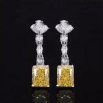 925 Sterling h&otilde;bedast kiirgav l&otilde;ige 8 * 10 mm tsitriin valmistatud moissanite safiirist kalliskivist pulmak&otilde;rvar&otilde;ngad peened ehted