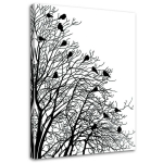 L&otilde;uenditr&uuml;kk Birds on Branch Black White 40x60 valge/must