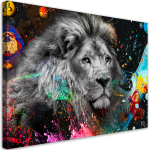L&otilde;uendiprint Lion v&auml;rvilisel taustal 60x40 mitmev&auml;rviline