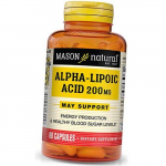 Alfa lipoehappe kapslid, alfa lipoehape 200, Mason Natural 60 kapslid (70529001) 60caps