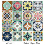 16 tk Retro Maroko plaatide seinakleebis K&ouml;&ouml;k Backsplash Kapp Vannitoakaunistus Veekindlad Isekleepuvad Kunst Seinakleebised 10cmX10cmX16pcs