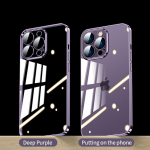 Luksuslik l&auml;bipaistev &uuml;mbris iPhone 14 13 12 Pro Max objektiivile, kaamerakaitse, &uuml;li&otilde;huke silikoonist PC k&otilde;va kate, Funda Coque For iPhone 12