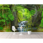 Moodne uus elutuba televiisori taust Diivan Magamistoa voodi k&otilde;rval Green Forest tapeet 200 cm(W) x 140 cm(H)