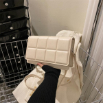Retro ja moodne teemantmustriga ristikehaga v&auml;ike kandiline kott lihtsa tekstuuriga &otilde;lakottiga one size elevandiluuvalge