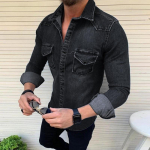 Kevadine ja s&uuml;gisene teksajakk Slim jope teksariidest meeste jope M-3XL XXXL must