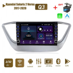Wifi 2Din Androidi autoraadio multimeediumivideopleier Hyundai Solaris 2 Verna 2017-2020 jaoks koos nupunupuga Carplay GPS 2+32GB 1+16GB