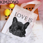 Prantsuse buldogi ostukott k&auml;ekott puuvillane toidupood &ouml;kokott &ouml;kokott sacola reciclaje riidest kotike tissu 24*26cm