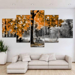 5 paneeli Abstraktne maastik V&auml;rviline sinine punane puu&otilde;li l&otilde;uend Maalimine plakatid ja v&auml;ljatr&uuml;kid Seinakunstipildid Kodukaunistus Ilma raamita 20x35cm*2 20x45cm*2 20x55cm*1