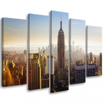 Viieosaline pildil&otilde;uenditr&uuml;kk New York City 100x70 beež