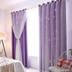 Star Cutout aknakardinad Pimendavad kardinad lastele T&uuml;drukutele Magamistuba Elutuba Kahekihilised Star Window Pimendavad kardinad Kodukaunistused W100xH200cm lilla