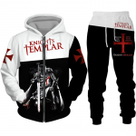 Templir&uuml;&uuml;tli 3D-prinditud t&otilde;mblukuga kapuuts/&uuml;likond, meeste lahe t&auml;navar&otilde;ivad, 2-osaline spordidress, moodne keskaegne armor, cosplay kost&uuml;&uuml;m S