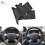 For Ford Kuga Focus 2 C-MAX 2008 2009 2010 K&auml;sitsi &otilde;mmeldud auto rooliratta must nahkkatte siseviimistlus gray