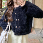 2023. aasta s&uuml;gis-talv, uus &uuml;mara kaelusega kardigan, pikkade varrukatega kootud naiste kampsun M must