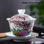 BORREY Hiina keraamiline harakas Gaiwani teekomplekt Kung Fu tee valge portselanist Gai wan piirjoon alustassis teen&otilde;ude tseremoonia tassi teetass gaiwan 180ML