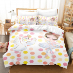 3D balleti t&uuml;druku voodipesukomplekt Cartoon Girl tantsutekk ja padjap&uuml;&uuml;r 2/3 tk AU140 * 210 &uuml;he-/kahe voodiga p&uuml;hadekingitus t&uuml;drukutele Pehme kodutekstiil DE 135x200cm
