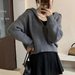 &Uuml;hev&auml;rviline naiste kampsun, avara k&auml;rbitud pullover, pikkade varrukatega One size khaki