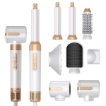 Multifunktsionaalne seitse-&uuml;hes kuuma&otilde;hukamm lokkimiseks ja sirgendamiseks, t&auml;isautomaatne suure v&otilde;imsusega konstantse temperatuuriga f&ouml;&ouml;n juuste lokkimiseks valge