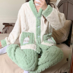 Talvine soe flanellist naiste pidžaamakomplektid paksud korallsametist pikkade varrukatega magamisriided flanellist pidžaamakomplekt, suur suurus 6XL koduriided M