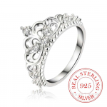 925 Sterling H&otilde;be Ehted Vintage Luksuslik Kristallkroon H&otilde;bedast abielus&otilde;rmused naistele Mood Anel De Prata Bijoux Gif 8