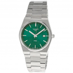Tissot T-Classic PRX roostevabast terasest rohelise sihverplaadiga kvarts T137.410.11.091.00 100M meeste k&auml;ekell roheline