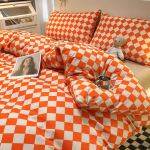 P&otilde;hjala stiilis Jaapani stiilis tr&uuml;kita ruuduline neljaosaline voodilina ja tekikott pestud puuvillast harjatud kolmeosaline komplekt 2.0m bed sheet 4pcs