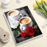 DIY Teemantmaali Kohvi Ristpistes Komplekt Mosaiik Kunst Teemantmaal T&auml;isringi/ruudukujuline teemant Kodukaunistus Round 20x30cm