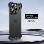 Luksuslik metallist ebakorrap&auml;rane titaanisulamist kaitseraamiga telefoni&uuml;mbris iPhone 16 15 14 13 12 Pro Max Plus jaoks, nurgakaitsed, objektiivikile kaitsekate For iPhone 15 Pro Max must