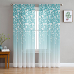 Sinakasroheline Gradientlillega L&auml;bipaistvad Kardinad Elutuppa Magamistuppa Kodu Dekooriks K&ouml;&ouml;ki T&uuml;ll Akendele Voile Kardinad 135W x 114H(cm)
