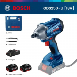 Bosch GDS 250-LI Laetav Puur 18V Elektriline Mutriv&otilde;ti Juhtmeta L&ouml;&ouml;kmutriv&otilde;ti 2 Akut 250Nm P&ouml;&ouml;rdemoment 2400 p/min V&otilde;imsusmasin