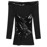 Kleidid Naised Seksikad Kuumad T&uuml;drukud Kerge kael &otilde;lgadeta Slim Fit Puusasid katvad Paelad K&otilde;ik sobivad Korea trendikas kevad Y2k S must