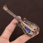 Natural Sodalite Gemstone Handmade Copper Wire Wrap Guitar Pendant 4.53 m1l65