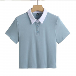 Ins Super Hot Contrast V&auml;rvus puuvillane polo s&auml;rk k&otilde;rge v&ouml;&ouml;kohaga l&uuml;hike &otilde;huke &otilde;huke elastne puuvillane 2024 suvekleit S must