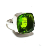 Natural Peridot Gemstone Handmade 925 Sterling Silver Gift Ring Size 7.5 r2j89