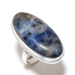 Natural Sodalite Gemstone Handmade 925 Sterling Silver Jewelry Ring Size 9 q5w45