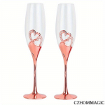 2 tk 6,76 untsi kristallklaasist &scaron;ampanjapokaale pulmaklaasid pruudile ja peigmehele, r&ouml;stikarikad, kinkekomplektid paaridele, k&auml;sitsi valmistatud klaas, kihlumine, pulma aastap&auml;ev 200ml