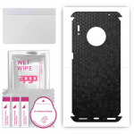 apgo Protective Skin Sticker for the back+sides compatible with Huawei Mate 30 Pro, Full Wrap Film, Foil, Vinyl - Pattern Black Honeycomb