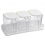 Spice Case riiulikomplekt, torkevaba seinale paigaldatav libisemisvastane maitseainete hoiustamisrest L&auml;bipaistev tolmukindel maitseainekarp lusikaga L valge