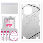 apgo Protective Skin Sticker for the back+sides compatible with Apple iPhone 13 Pro, Full Wrap Film, Foil, Vinyl - Pattern White Marble