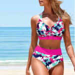 Naiste &otilde;lapaeltega ujumistrikoo &Otilde;htupuu varjuprintiga bikiinid Tankini ujumistrikoo S must