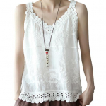 Naiste suvised mantlid V-kaelusega varrukateta &uuml;hev&auml;rvilised, vabas vormis vabaaja pluus tikandiga pits