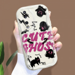 Armas koomiksimustriga kreemjas tekstuuriga korpus Lainelise servaga pehme silikoonkaanega telefoni&uuml;mbris Huawei Honor Infinix Tecno iPhone'i jaoks Honor 20 valge