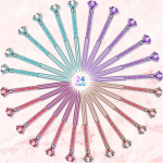 24 tk Big Crystal Diamond Pliiatsid Bling Pastapliiats Must Tindiga Rhinestones Pliiats kooli kontoritarvete jaoks J&otilde;ulupulm, 4 v&auml;rvi(must tint) 24pcs