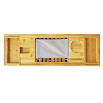 Bambusest vannialus koos veiniklaasihoidikuga, libisemiskindla k&auml;epidemega disainiga reguleeritav vanniriiul Multifunktsionaalne raamatualus Vannituba A