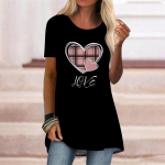 Suures suuruses naiste suvine roosa s&uuml;damega tr&uuml;kitud mugav l&uuml;hikeste varrukatega T-s&auml;rk vabaaja keskmise pikkusega t-s&auml;rk XS roosa