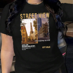 Mood Naiste Loominguline Maastiku Illustratsioon Kirjad Prindiga T-s&auml;rk Naljakas Vabaaja O-kaelusega L&uuml;hikeste Varrukatega T-s&auml;rk Suvine Naiste T-s&auml;rk XS valge